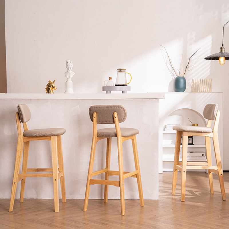 Modern Armless Backrest Counter Stool Wood Kitchen Bar Stool with Cushion and Pedal Clearhalo 'Bar Furniture' 'Bar Stools' 'bar_stools' 'furn' 'furn_bar_stools' 'furniture_bar_stools' 'Kitchen & Dining Furniture' 'kitchen&dining_furn' 'kitchen' 'kitchen_furn' Furniture' 4536392