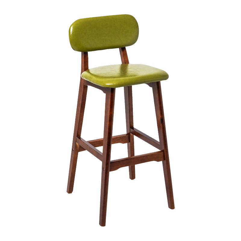 Modern Armless Backrest Counter Stool Wood Kitchen Bar Stool with Cushion and Pedal Light Green Brown 1 Piece Clearhalo 'Bar Furniture' 'Bar Stools' 'bar_stools' 'furn' 'furn_bar_stools' 'furniture_bar_stools' 'Kitchen & Dining Furniture' 'kitchen&dining_furn' 'kitchen' 'kitchen_furn' Furniture' 4536394