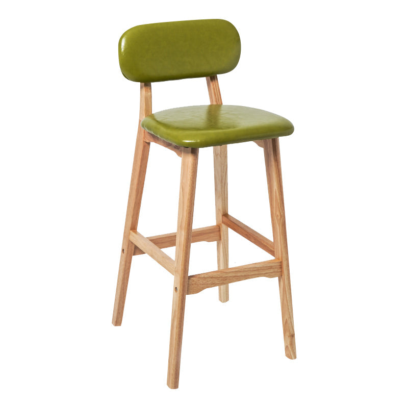 Modern Armless Backrest Counter Stool Wood Kitchen Bar Stool with Cushion and Pedal Light Green Natural 1 Piece Clearhalo 'Bar Furniture' 'Bar Stools' 'bar_stools' 'furn' 'furn_bar_stools' 'furniture_bar_stools' 'Kitchen & Dining Furniture' 'kitchen&dining_furn' 'kitchen' 'kitchen_furn' Furniture' 4536396