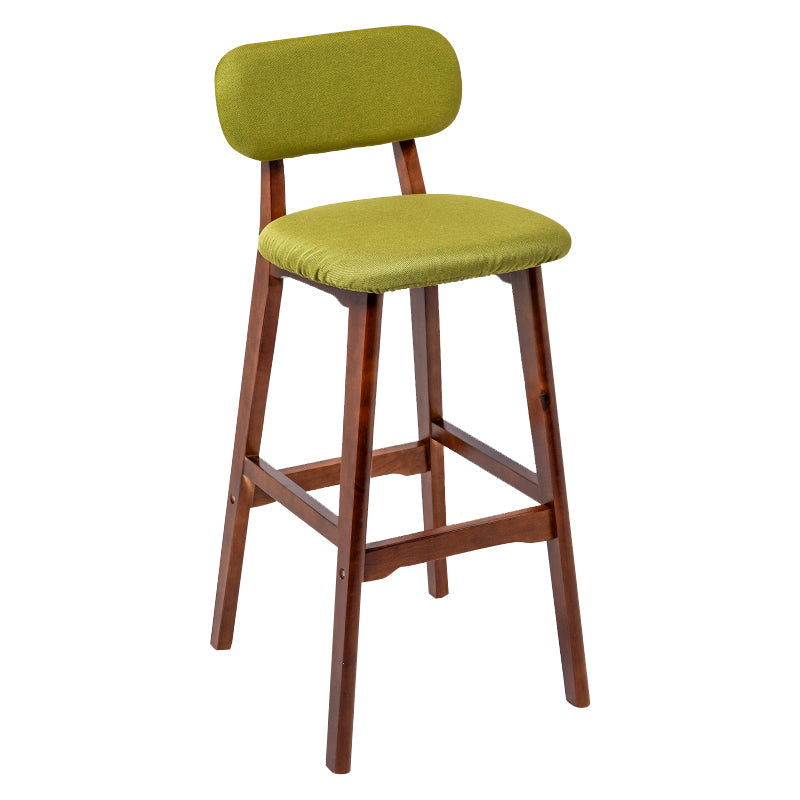 Modern Armless Backrest Counter Stool Wood Kitchen Bar Stool with Cushion and Pedal Green Brown 1 Piece Clearhalo 'Bar Furniture' 'Bar Stools' 'bar_stools' 'furn' 'furn_bar_stools' 'furniture_bar_stools' 'Kitchen & Dining Furniture' 'kitchen&dining_furn' 'kitchen' 'kitchen_furn' Furniture' 4536398