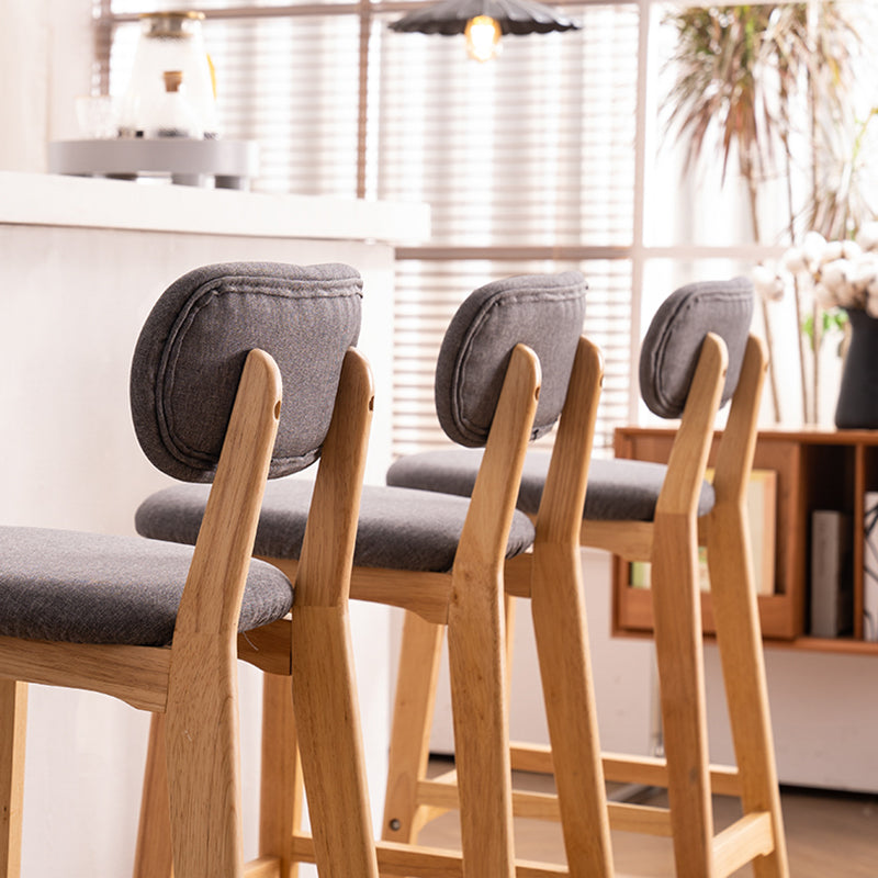 Modern Armless Backrest Counter Stool Wood Kitchen Bar Stool with Cushion and Pedal Clearhalo 'Bar Furniture' 'Bar Stools' 'bar_stools' 'furn' 'furn_bar_stools' 'furniture_bar_stools' 'Kitchen & Dining Furniture' 'kitchen&dining_furn' 'kitchen' 'kitchen_furn' Furniture' 4536399