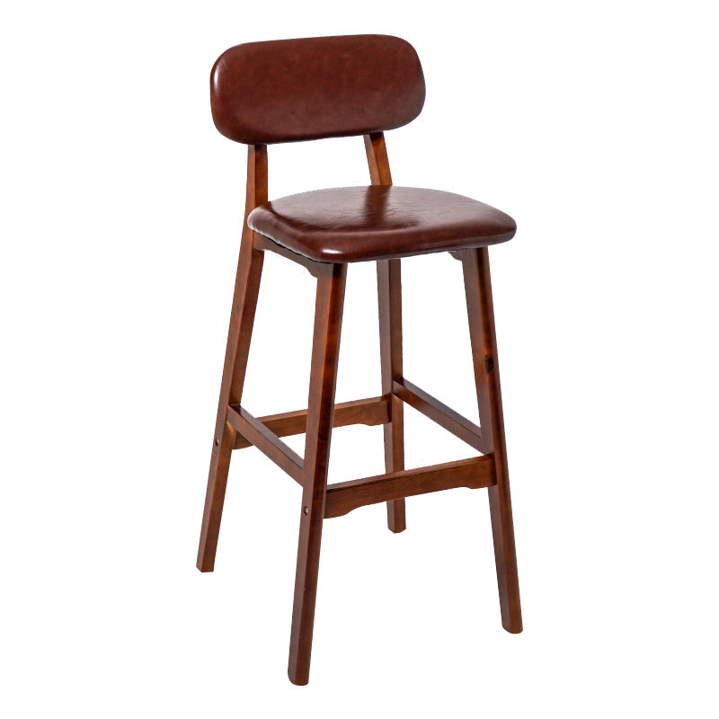 Modern Armless Backrest Counter Stool Wood Kitchen Bar Stool with Cushion and Pedal Brown Brown 1 Piece Clearhalo 'Bar Furniture' 'Bar Stools' 'bar_stools' 'furn' 'furn_bar_stools' 'furniture_bar_stools' 'Kitchen & Dining Furniture' 'kitchen&dining_furn' 'kitchen' 'kitchen_furn' Furniture' 4536401