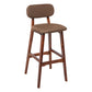 Modern Armless Backrest Counter Stool Wood Kitchen Bar Stool with Cushion and Pedal Coffee Brown 1 Piece Clearhalo 'Bar Furniture' 'Bar Stools' 'bar_stools' 'furn' 'furn_bar_stools' 'furniture_bar_stools' 'Kitchen & Dining Furniture' 'kitchen&dining_furn' 'kitchen' 'kitchen_furn' Furniture' 4536403