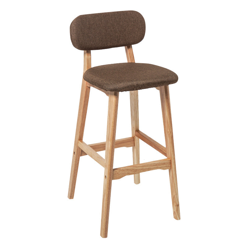 Modern Armless Backrest Counter Stool Wood Kitchen Bar Stool with Cushion and Pedal Coffee Natural 1 Piece Clearhalo 'Bar Furniture' 'Bar Stools' 'bar_stools' 'furn' 'furn_bar_stools' 'furniture_bar_stools' 'Kitchen & Dining Furniture' 'kitchen&dining_furn' 'kitchen' 'kitchen_furn' Furniture' 4536404