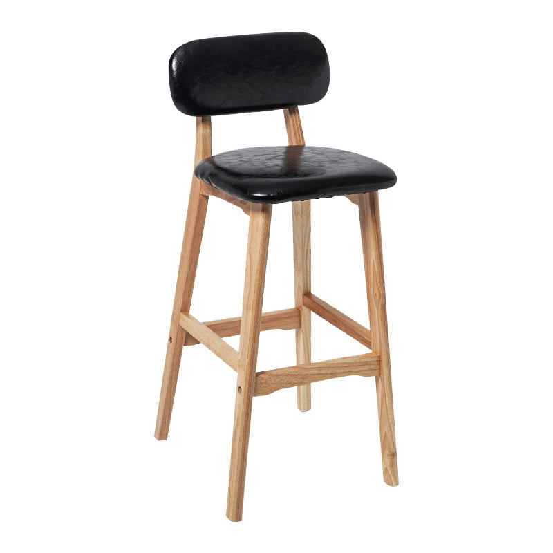 Modern Armless Backrest Counter Stool Wood Kitchen Bar Stool with Cushion and Pedal Black Natural 1 Piece Clearhalo 'Bar Furniture' 'Bar Stools' 'bar_stools' 'furn' 'furn_bar_stools' 'furniture_bar_stools' 'Kitchen & Dining Furniture' 'kitchen&dining_furn' 'kitchen' 'kitchen_furn' Furniture' 4536407