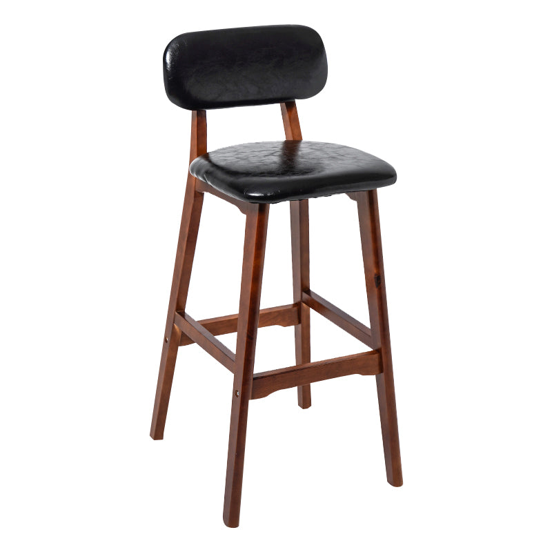 Modern Armless Backrest Counter Stool Wood Kitchen Bar Stool with Cushion and Pedal Black Brown 1 Piece Clearhalo 'Bar Furniture' 'Bar Stools' 'bar_stools' 'furn' 'furn_bar_stools' 'furniture_bar_stools' 'Kitchen & Dining Furniture' 'kitchen&dining_furn' 'kitchen' 'kitchen_furn' Furniture' 4536408