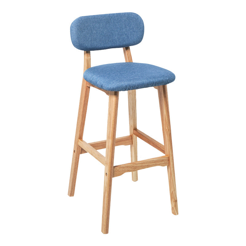 Modern Armless Backrest Counter Stool Wood Kitchen Bar Stool with Cushion and Pedal Blue Natural 1 Piece Clearhalo 'Bar Furniture' 'Bar Stools' 'bar_stools' 'furn' 'furn_bar_stools' 'furniture_bar_stools' 'Kitchen & Dining Furniture' 'kitchen&dining_furn' 'kitchen' 'kitchen_furn' Furniture' 4536409