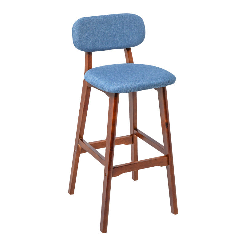 Modern Armless Backrest Counter Stool Wood Kitchen Bar Stool with Cushion and Pedal Blue Brown 1 Piece Clearhalo 'Bar Furniture' 'Bar Stools' 'bar_stools' 'furn' 'furn_bar_stools' 'furniture_bar_stools' 'Kitchen & Dining Furniture' 'kitchen&dining_furn' 'kitchen' 'kitchen_furn' Furniture' 4536410
