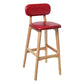 Modern Armless Backrest Counter Stool Wood Kitchen Bar Stool with Cushion and Pedal Red Natural 1 Piece Clearhalo 'Bar Furniture' 'Bar Stools' 'bar_stools' 'furn' 'furn_bar_stools' 'furniture_bar_stools' 'Kitchen & Dining Furniture' 'kitchen&dining_furn' 'kitchen' 'kitchen_furn' Furniture' 4536411