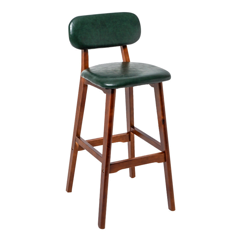 Modern Armless Backrest Counter Stool Wood Kitchen Bar Stool with Cushion and Pedal Blackish Green Brown 1 Piece Clearhalo 'Bar Furniture' 'Bar Stools' 'bar_stools' 'furn' 'furn_bar_stools' 'furniture_bar_stools' 'Kitchen & Dining Furniture' 'kitchen&dining_furn' 'kitchen' 'kitchen_furn' Furniture' 4536412