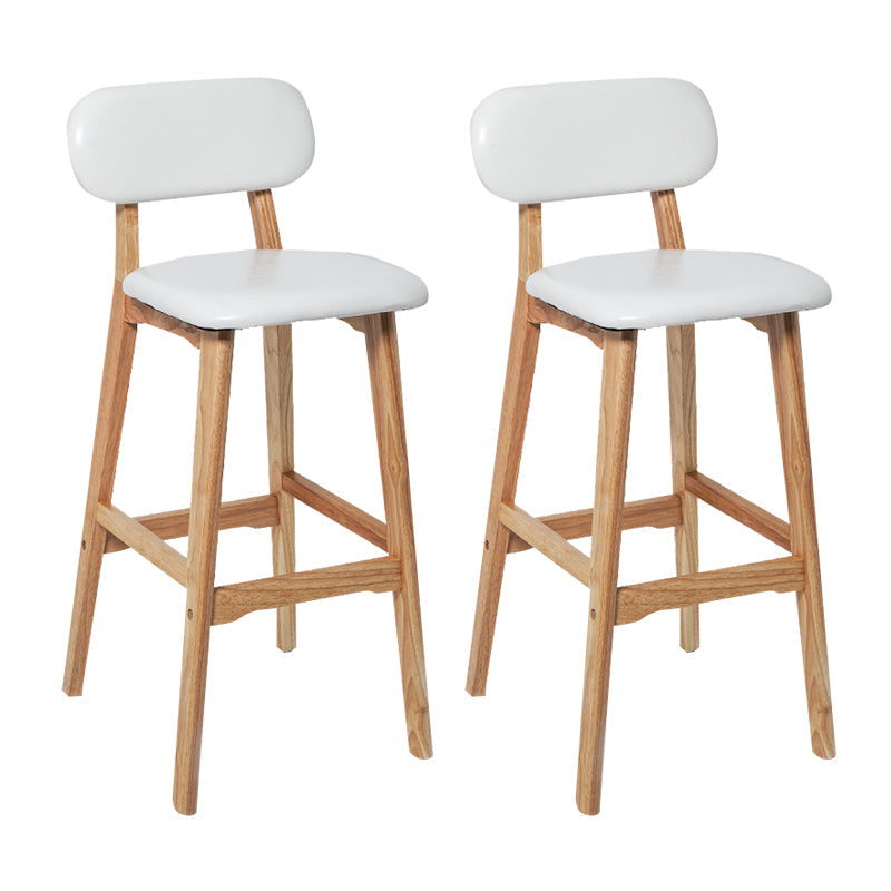 Modern Armless Backrest Counter Stool Wood Kitchen Bar Stool with Cushion and Pedal White Natural 2 Piece Set Clearhalo 'Bar Furniture' 'Bar Stools' 'bar_stools' 'furn' 'furn_bar_stools' 'furniture_bar_stools' 'Kitchen & Dining Furniture' 'kitchen&dining_furn' 'kitchen' 'kitchen_furn' Furniture' 4536414