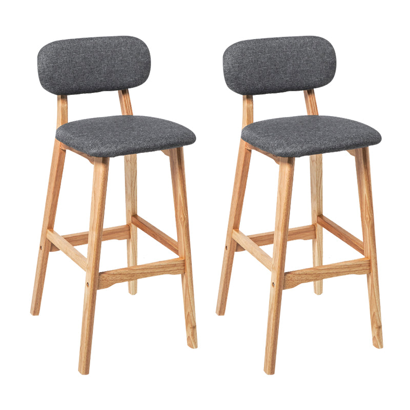 Modern Armless Backrest Counter Stool Wood Kitchen Bar Stool with Cushion and Pedal Smoke Gray Natural 2 Piece Set Clearhalo 'Bar Furniture' 'Bar Stools' 'bar_stools' 'furn' 'furn_bar_stools' 'furniture_bar_stools' 'Kitchen & Dining Furniture' 'kitchen&dining_furn' 'kitchen' 'kitchen_furn' Furniture' 4536415