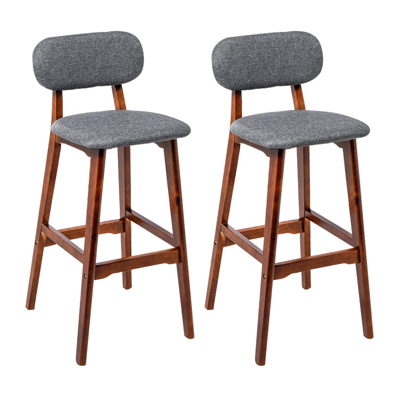 Modern Armless Backrest Counter Stool Wood Kitchen Bar Stool with Cushion and Pedal Smoke Gray Brown 2 Piece Set Clearhalo 'Bar Furniture' 'Bar Stools' 'bar_stools' 'furn' 'furn_bar_stools' 'furniture_bar_stools' 'Kitchen & Dining Furniture' 'kitchen&dining_furn' 'kitchen' 'kitchen_furn' Furniture' 4536416