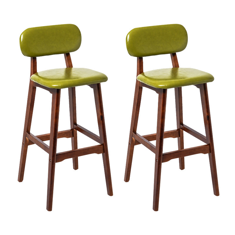 Modern Armless Backrest Counter Stool Wood Kitchen Bar Stool with Cushion and Pedal Light Green Brown 2 Piece Set Clearhalo 'Bar Furniture' 'Bar Stools' 'bar_stools' 'furn' 'furn_bar_stools' 'furniture_bar_stools' 'Kitchen & Dining Furniture' 'kitchen&dining_furn' 'kitchen' 'kitchen_furn' Furniture' 4536417