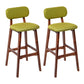 Modern Armless Backrest Counter Stool Wood Kitchen Bar Stool with Cushion and Pedal Green Brown 2 Piece Set Clearhalo 'Bar Furniture' 'Bar Stools' 'bar_stools' 'furn' 'furn_bar_stools' 'furniture_bar_stools' 'Kitchen & Dining Furniture' 'kitchen&dining_furn' 'kitchen' 'kitchen_furn' Furniture' 4536419