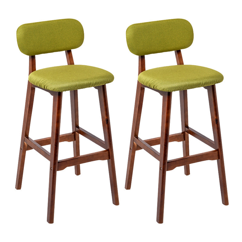 Modern Armless Backrest Counter Stool Wood Kitchen Bar Stool with Cushion and Pedal Green Brown 2 Piece Set Clearhalo 'Bar Furniture' 'Bar Stools' 'bar_stools' 'furn' 'furn_bar_stools' 'furniture_bar_stools' 'Kitchen & Dining Furniture' 'kitchen&dining_furn' 'kitchen' 'kitchen_furn' Furniture' 4536419