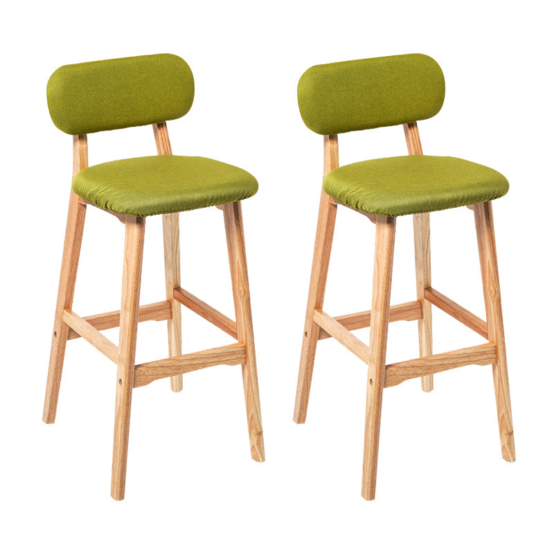 Modern Armless Backrest Counter Stool Wood Kitchen Bar Stool with Cushion and Pedal Green Natural 2 Piece Set Clearhalo 'Bar Furniture' 'Bar Stools' 'bar_stools' 'furn' 'furn_bar_stools' 'furniture_bar_stools' 'Kitchen & Dining Furniture' 'kitchen&dining_furn' 'kitchen' 'kitchen_furn' Furniture' 4536420