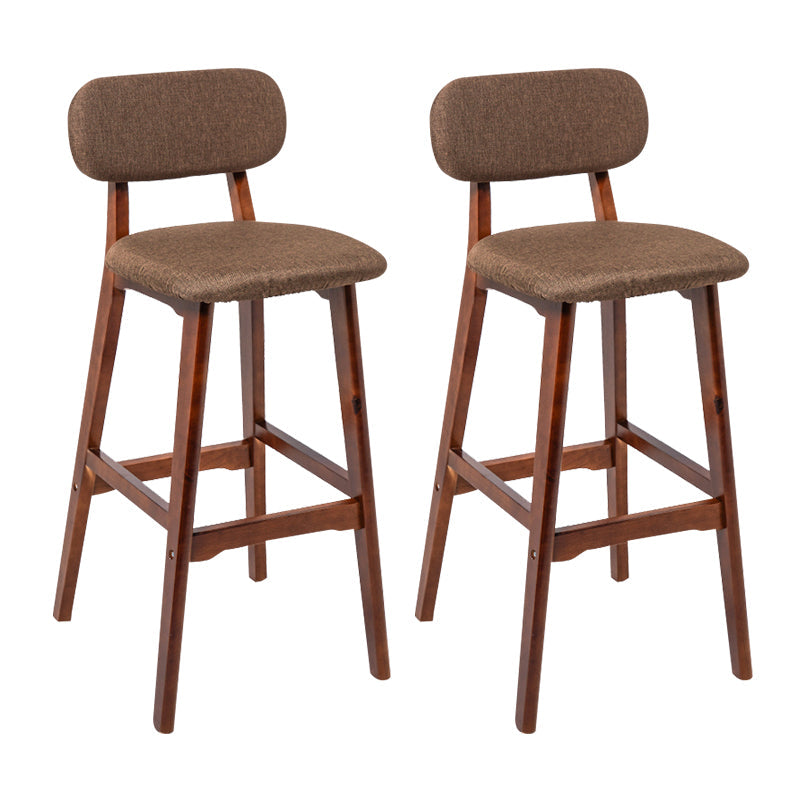 Modern Armless Backrest Counter Stool Wood Kitchen Bar Stool with Cushion and Pedal Coffee Brown 2 Piece Set Clearhalo 'Bar Furniture' 'Bar Stools' 'bar_stools' 'furn' 'furn_bar_stools' 'furniture_bar_stools' 'Kitchen & Dining Furniture' 'kitchen&dining_furn' 'kitchen' 'kitchen_furn' Furniture' 4536423