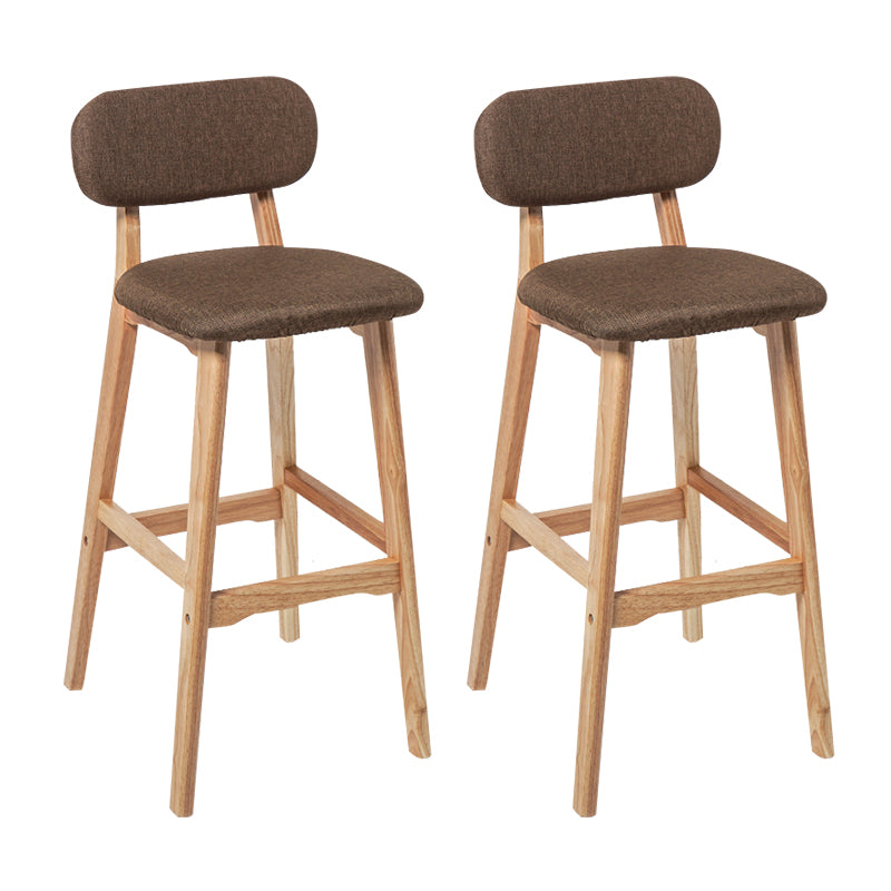 Modern Armless Backrest Counter Stool Wood Kitchen Bar Stool with Cushion and Pedal Coffee Natural 2 Piece Set Clearhalo 'Bar Furniture' 'Bar Stools' 'bar_stools' 'furn' 'furn_bar_stools' 'furniture_bar_stools' 'Kitchen & Dining Furniture' 'kitchen&dining_furn' 'kitchen' 'kitchen_furn' Furniture' 4536424