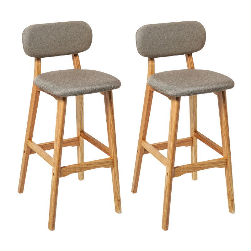 Modern Armless Backrest Counter Stool Wood Kitchen Bar Stool with Cushion and Pedal Khaki Natural 2 Piece Set Clearhalo 'Bar Furniture' 'Bar Stools' 'bar_stools' 'furn' 'furn_bar_stools' 'furniture_bar_stools' 'Kitchen & Dining Furniture' 'kitchen&dining_furn' 'kitchen' 'kitchen_furn' Furniture' 4536425