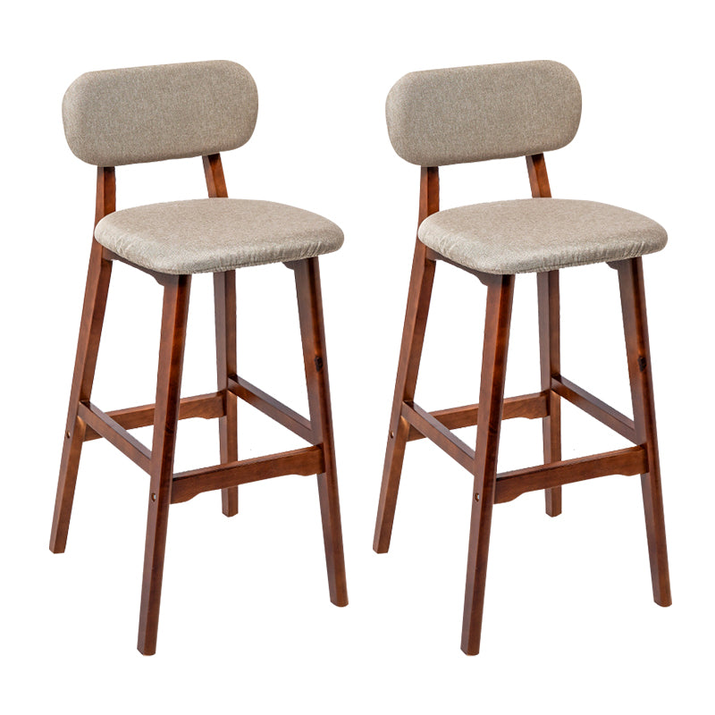 Modern Armless Backrest Counter Stool Wood Kitchen Bar Stool with Cushion and Pedal Khaki Brown 2 Piece Set Clearhalo 'Bar Furniture' 'Bar Stools' 'bar_stools' 'furn' 'furn_bar_stools' 'furniture_bar_stools' 'Kitchen & Dining Furniture' 'kitchen&dining_furn' 'kitchen' 'kitchen_furn' Furniture' 4536426