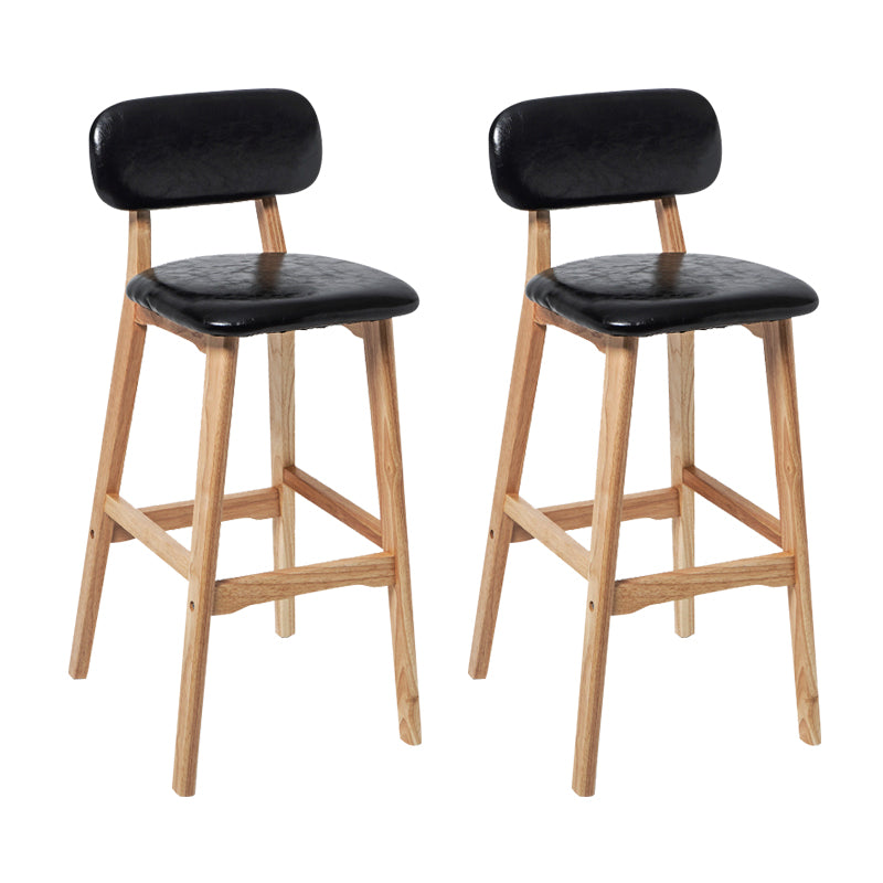 Modern Armless Backrest Counter Stool Wood Kitchen Bar Stool with Cushion and Pedal Black Natural 2 Piece Set Clearhalo 'Bar Furniture' 'Bar Stools' 'bar_stools' 'furn' 'furn_bar_stools' 'furniture_bar_stools' 'Kitchen & Dining Furniture' 'kitchen&dining_furn' 'kitchen' 'kitchen_furn' Furniture' 4536427