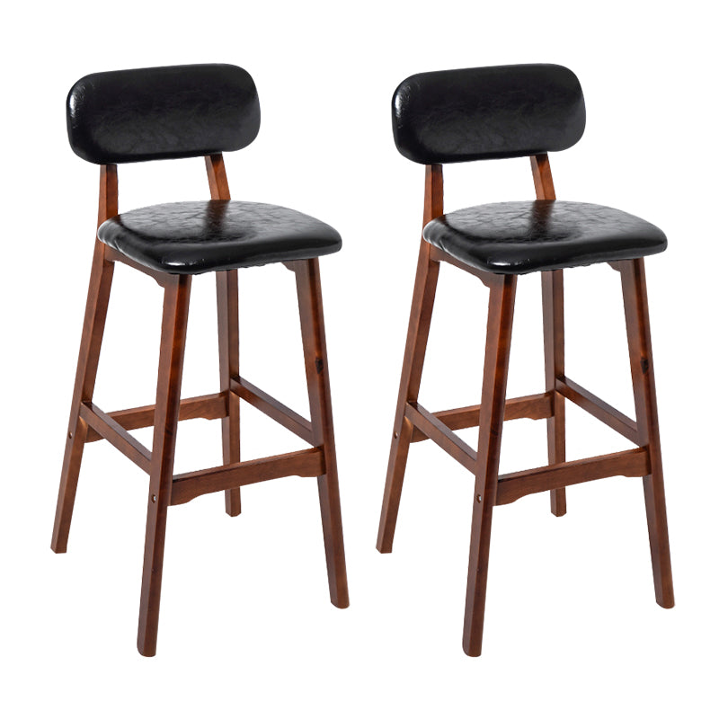 Modern Armless Backrest Counter Stool Wood Kitchen Bar Stool with Cushion and Pedal Black Brown 2 Piece Set Clearhalo 'Bar Furniture' 'Bar Stools' 'bar_stools' 'furn' 'furn_bar_stools' 'furniture_bar_stools' 'Kitchen & Dining Furniture' 'kitchen&dining_furn' 'kitchen' 'kitchen_furn' Furniture' 4536428