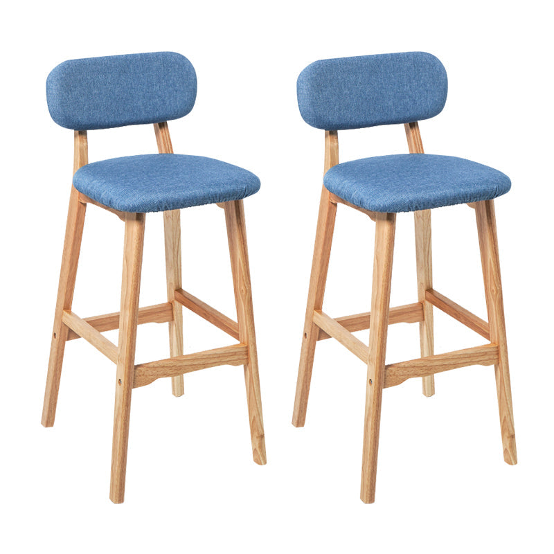 Modern Armless Backrest Counter Stool Wood Kitchen Bar Stool with Cushion and Pedal Blue Natural 2 Piece Set Clearhalo 'Bar Furniture' 'Bar Stools' 'bar_stools' 'furn' 'furn_bar_stools' 'furniture_bar_stools' 'Kitchen & Dining Furniture' 'kitchen&dining_furn' 'kitchen' 'kitchen_furn' Furniture' 4536429