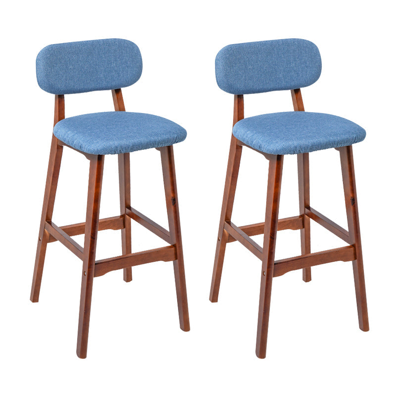 Modern Armless Backrest Counter Stool Wood Kitchen Bar Stool with Cushion and Pedal Blue Brown 2 Piece Set Clearhalo 'Bar Furniture' 'Bar Stools' 'bar_stools' 'furn' 'furn_bar_stools' 'furniture_bar_stools' 'Kitchen & Dining Furniture' 'kitchen&dining_furn' 'kitchen' 'kitchen_furn' Furniture' 4536430