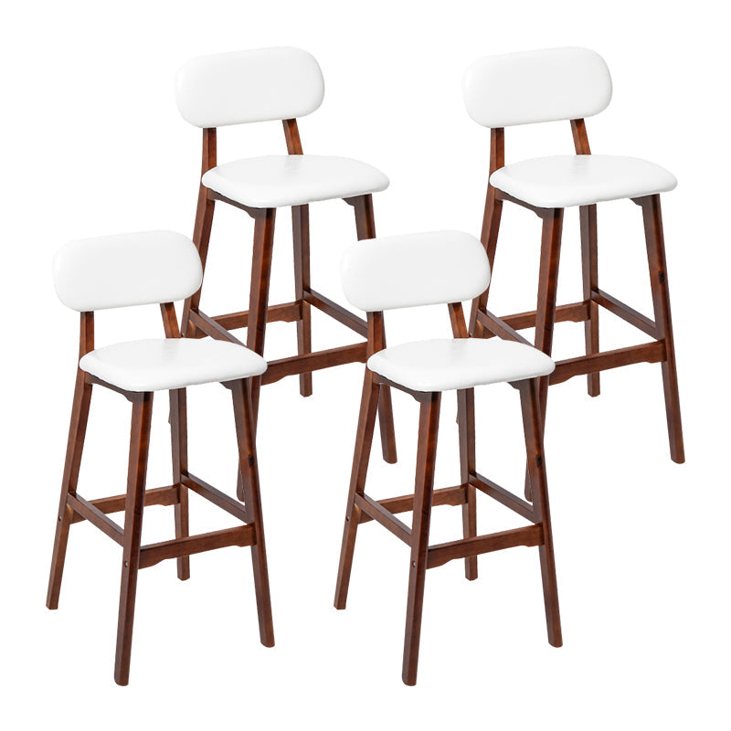 Modern Armless Backrest Counter Stool Wood Kitchen Bar Stool with Cushion and Pedal White Brown 4 Piece Set Clearhalo 'Bar Furniture' 'Bar Stools' 'bar_stools' 'furn' 'furn_bar_stools' 'furniture_bar_stools' 'Kitchen & Dining Furniture' 'kitchen&dining_furn' 'kitchen' 'kitchen_furn' Furniture' 4536433