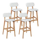 Modern Armless Backrest Counter Stool Wood Kitchen Bar Stool with Cushion and Pedal White Natural 4 Piece Set Clearhalo 'Bar Furniture' 'Bar Stools' 'bar_stools' 'furn' 'furn_bar_stools' 'furniture_bar_stools' 'Kitchen & Dining Furniture' 'kitchen&dining_furn' 'kitchen' 'kitchen_furn' Furniture' 4536434