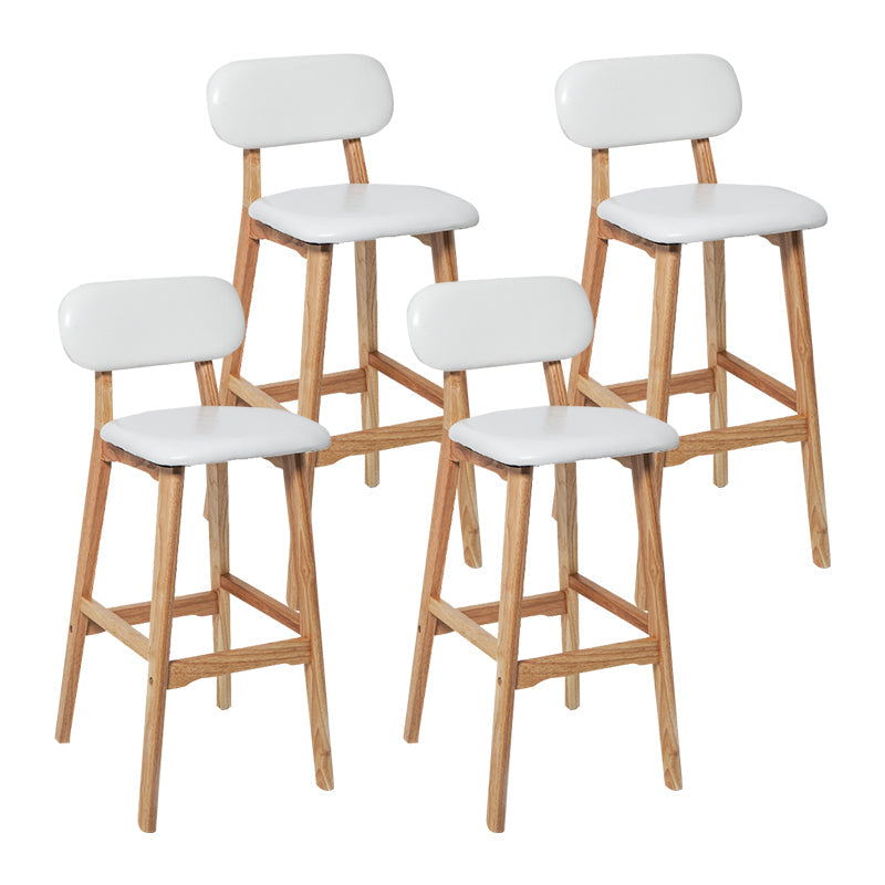 Modern Armless Backrest Counter Stool Wood Kitchen Bar Stool with Cushion and Pedal White Natural 4 Piece Set Clearhalo 'Bar Furniture' 'Bar Stools' 'bar_stools' 'furn' 'furn_bar_stools' 'furniture_bar_stools' 'Kitchen & Dining Furniture' 'kitchen&dining_furn' 'kitchen' 'kitchen_furn' Furniture' 4536434