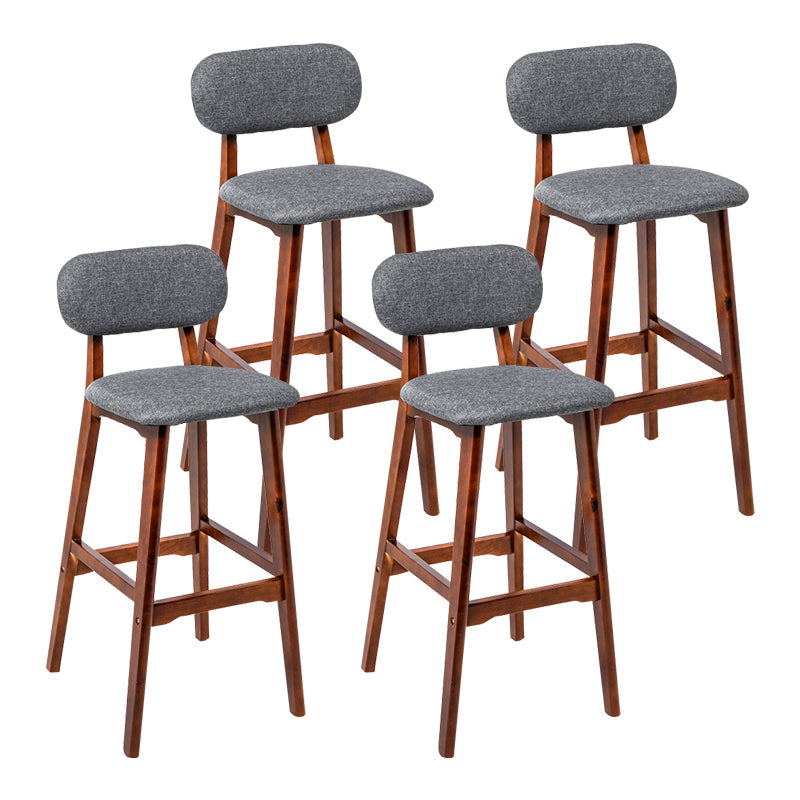 Modern Armless Backrest Counter Stool Wood Kitchen Bar Stool with Cushion and Pedal Smoke Gray Brown 4 Piece Set Clearhalo 'Bar Furniture' 'Bar Stools' 'bar_stools' 'furn' 'furn_bar_stools' 'furniture_bar_stools' 'Kitchen & Dining Furniture' 'kitchen&dining_furn' 'kitchen' 'kitchen_furn' Furniture' 4536436