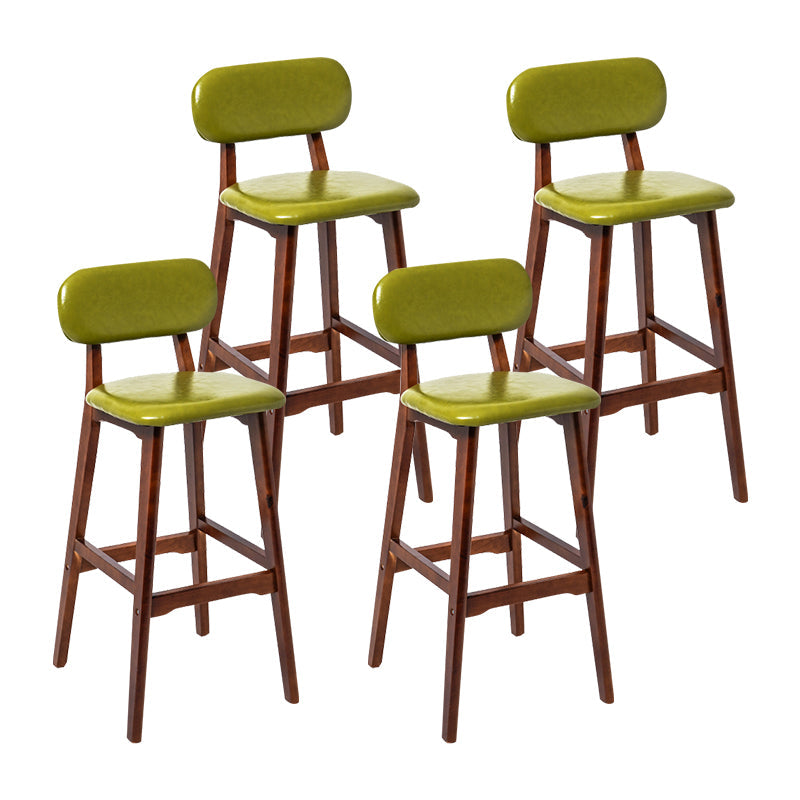 Modern Armless Backrest Counter Stool Wood Kitchen Bar Stool with Cushion and Pedal Light Green Brown 4 Piece Set Clearhalo 'Bar Furniture' 'Bar Stools' 'bar_stools' 'furn' 'furn_bar_stools' 'furniture_bar_stools' 'Kitchen & Dining Furniture' 'kitchen&dining_furn' 'kitchen' 'kitchen_furn' Furniture' 4536437