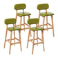 Modern Armless Backrest Counter Stool Wood Kitchen Bar Stool with Cushion and Pedal Light Green Natural 4 Piece Set Clearhalo 'Bar Furniture' 'Bar Stools' 'bar_stools' 'furn' 'furn_bar_stools' 'furniture_bar_stools' 'Kitchen & Dining Furniture' 'kitchen&dining_furn' 'kitchen' 'kitchen_furn' Furniture' 4536438