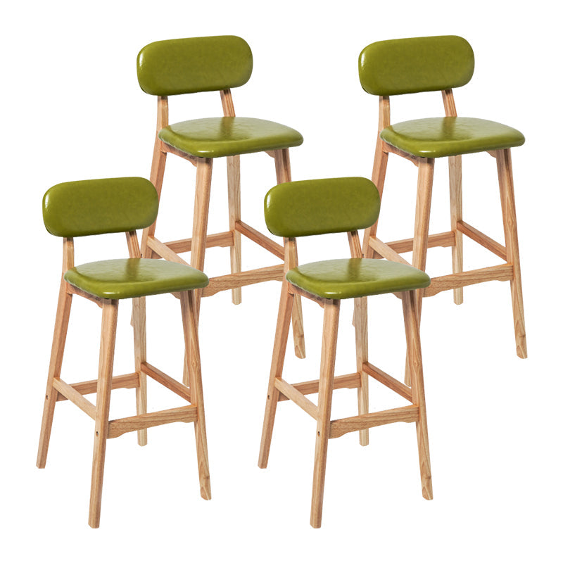 Modern Armless Backrest Counter Stool Wood Kitchen Bar Stool with Cushion and Pedal Light Green Natural 4 Piece Set Clearhalo 'Bar Furniture' 'Bar Stools' 'bar_stools' 'furn' 'furn_bar_stools' 'furniture_bar_stools' 'Kitchen & Dining Furniture' 'kitchen&dining_furn' 'kitchen' 'kitchen_furn' Furniture' 4536438