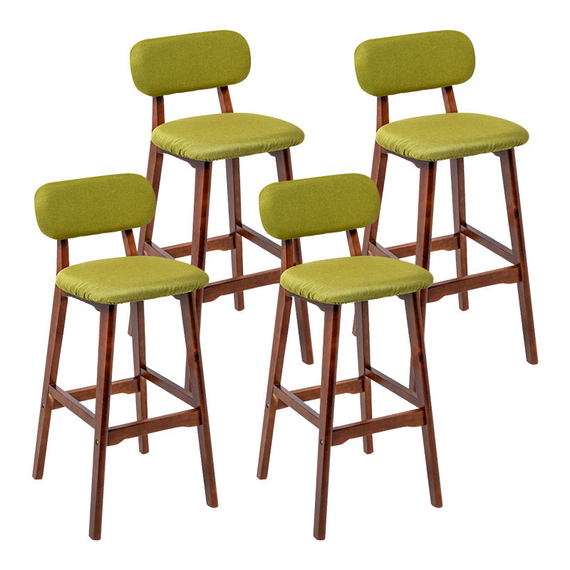 Modern Armless Backrest Counter Stool Wood Kitchen Bar Stool with Cushion and Pedal Green Brown 4 Piece Set Clearhalo 'Bar Furniture' 'Bar Stools' 'bar_stools' 'furn' 'furn_bar_stools' 'furniture_bar_stools' 'Kitchen & Dining Furniture' 'kitchen&dining_furn' 'kitchen' 'kitchen_furn' Furniture' 4536439
