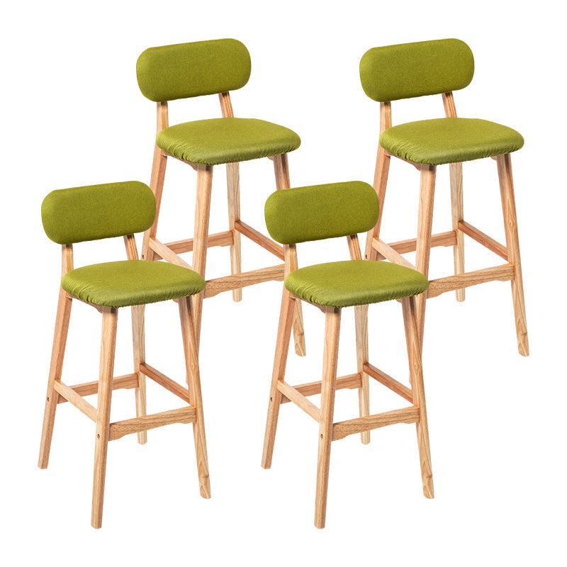 Modern Armless Backrest Counter Stool Wood Kitchen Bar Stool with Cushion and Pedal Green Natural 4 Piece Set Clearhalo 'Bar Furniture' 'Bar Stools' 'bar_stools' 'furn' 'furn_bar_stools' 'furniture_bar_stools' 'Kitchen & Dining Furniture' 'kitchen&dining_furn' 'kitchen' 'kitchen_furn' Furniture' 4536440