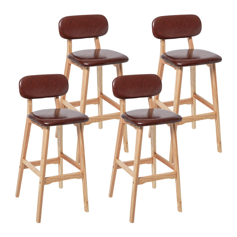 Modern Armless Backrest Counter Stool Wood Kitchen Bar Stool with Cushion and Pedal Brown Natural 4 Piece Set Clearhalo 'Bar Furniture' 'Bar Stools' 'bar_stools' 'furn' 'furn_bar_stools' 'furniture_bar_stools' 'Kitchen & Dining Furniture' 'kitchen&dining_furn' 'kitchen' 'kitchen_furn' Furniture' 4536442