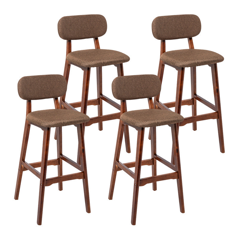 Modern Armless Backrest Counter Stool Wood Kitchen Bar Stool with Cushion and Pedal Coffee Brown 4 Piece Set Clearhalo 'Bar Furniture' 'Bar Stools' 'bar_stools' 'furn' 'furn_bar_stools' 'furniture_bar_stools' 'Kitchen & Dining Furniture' 'kitchen&dining_furn' 'kitchen' 'kitchen_furn' Furniture' 4536443