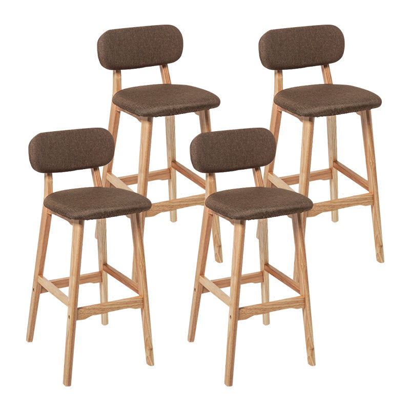Modern Armless Backrest Counter Stool Wood Kitchen Bar Stool with Cushion and Pedal Coffee Natural 4 Piece Set Clearhalo 'Bar Furniture' 'Bar Stools' 'bar_stools' 'furn' 'furn_bar_stools' 'furniture_bar_stools' 'Kitchen & Dining Furniture' 'kitchen&dining_furn' 'kitchen' 'kitchen_furn' Furniture' 4536444
