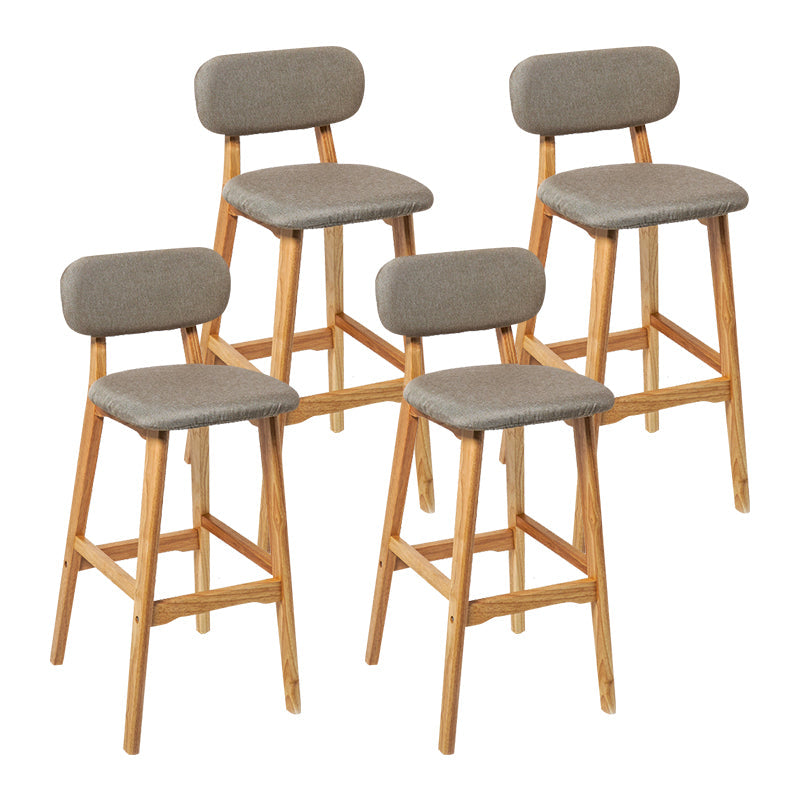 Modern Armless Backrest Counter Stool Wood Kitchen Bar Stool with Cushion and Pedal Khaki Natural 4 Piece Set Clearhalo 'Bar Furniture' 'Bar Stools' 'bar_stools' 'furn' 'furn_bar_stools' 'furniture_bar_stools' 'Kitchen & Dining Furniture' 'kitchen&dining_furn' 'kitchen' 'kitchen_furn' Furniture' 4536445