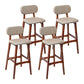 Modern Armless Backrest Counter Stool Wood Kitchen Bar Stool with Cushion and Pedal Khaki Brown 4 Piece Set Clearhalo 'Bar Furniture' 'Bar Stools' 'bar_stools' 'furn' 'furn_bar_stools' 'furniture_bar_stools' 'Kitchen & Dining Furniture' 'kitchen&dining_furn' 'kitchen' 'kitchen_furn' Furniture' 4536446