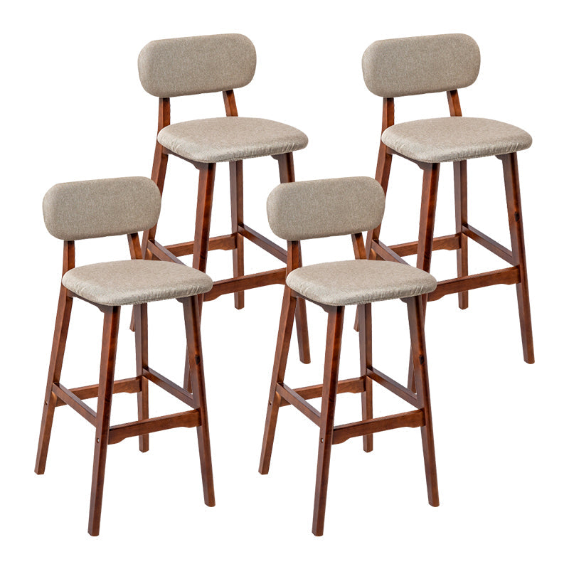Modern Armless Backrest Counter Stool Wood Kitchen Bar Stool with Cushion and Pedal Khaki Brown 4 Piece Set Clearhalo 'Bar Furniture' 'Bar Stools' 'bar_stools' 'furn' 'furn_bar_stools' 'furniture_bar_stools' 'Kitchen & Dining Furniture' 'kitchen&dining_furn' 'kitchen' 'kitchen_furn' Furniture' 4536446