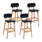 Modern Armless Backrest Counter Stool Wood Kitchen Bar Stool with Cushion and Pedal Black Natural 4 Piece Set Clearhalo 'Bar Furniture' 'Bar Stools' 'bar_stools' 'furn' 'furn_bar_stools' 'furniture_bar_stools' 'Kitchen & Dining Furniture' 'kitchen&dining_furn' 'kitchen' 'kitchen_furn' Furniture' 4536447
