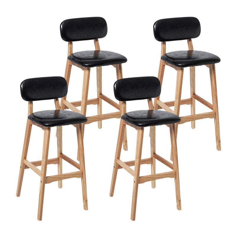 Modern Armless Backrest Counter Stool Wood Kitchen Bar Stool with Cushion and Pedal Black Natural 4 Piece Set Clearhalo 'Bar Furniture' 'Bar Stools' 'bar_stools' 'furn' 'furn_bar_stools' 'furniture_bar_stools' 'Kitchen & Dining Furniture' 'kitchen&dining_furn' 'kitchen' 'kitchen_furn' Furniture' 4536447