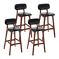 Modern Armless Backrest Counter Stool Wood Kitchen Bar Stool with Cushion and Pedal Black Brown 4 Piece Set Clearhalo 'Bar Furniture' 'Bar Stools' 'bar_stools' 'furn' 'furn_bar_stools' 'furniture_bar_stools' 'Kitchen & Dining Furniture' 'kitchen&dining_furn' 'kitchen' 'kitchen_furn' Furniture' 4536448
