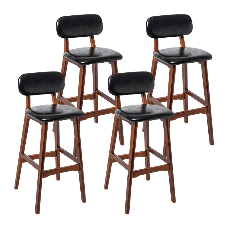 Modern Armless Backrest Counter Stool Wood Kitchen Bar Stool with Cushion and Pedal Black Brown 4 Piece Set Clearhalo 'Bar Furniture' 'Bar Stools' 'bar_stools' 'furn' 'furn_bar_stools' 'furniture_bar_stools' 'Kitchen & Dining Furniture' 'kitchen&dining_furn' 'kitchen' 'kitchen_furn' Furniture' 4536448