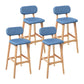 Modern Armless Backrest Counter Stool Wood Kitchen Bar Stool with Cushion and Pedal Blue Natural 4 Piece Set Clearhalo 'Bar Furniture' 'Bar Stools' 'bar_stools' 'furn' 'furn_bar_stools' 'furniture_bar_stools' 'Kitchen & Dining Furniture' 'kitchen&dining_furn' 'kitchen' 'kitchen_furn' Furniture' 4536449