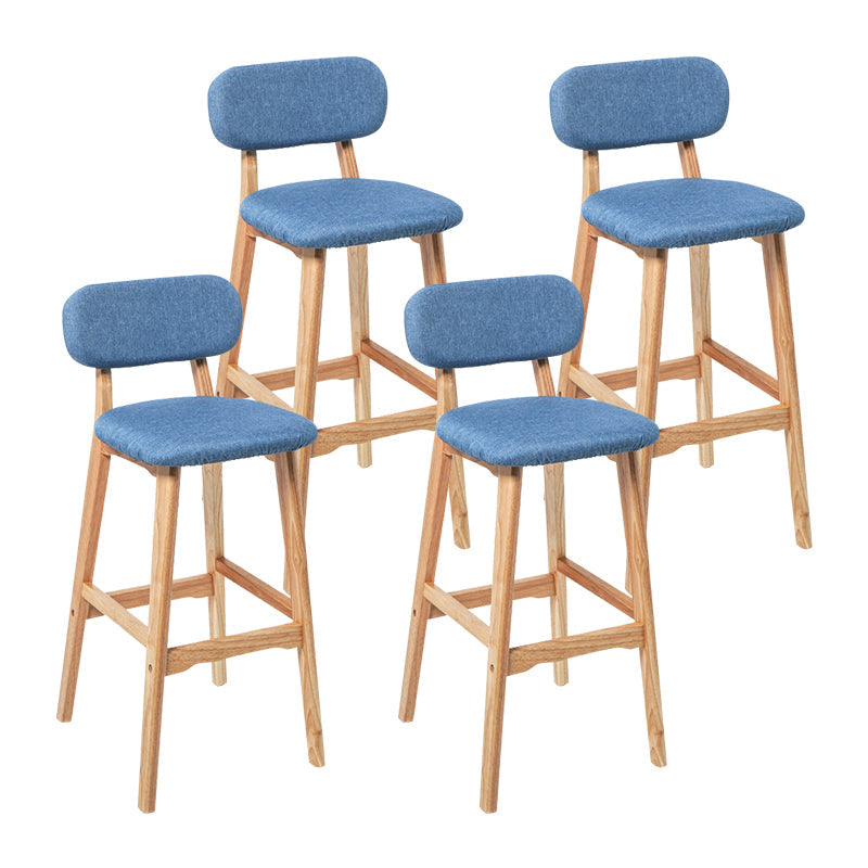 Modern Armless Backrest Counter Stool Wood Kitchen Bar Stool with Cushion and Pedal Blue Natural 4 Piece Set Clearhalo 'Bar Furniture' 'Bar Stools' 'bar_stools' 'furn' 'furn_bar_stools' 'furniture_bar_stools' 'Kitchen & Dining Furniture' 'kitchen&dining_furn' 'kitchen' 'kitchen_furn' Furniture' 4536449